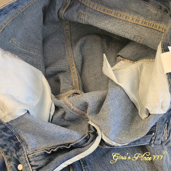 New Womens Y2K High Waisted Ripped Wide Leg Boot Cut Jeans Medium Wash Sz: Large - Picture 8 of 12